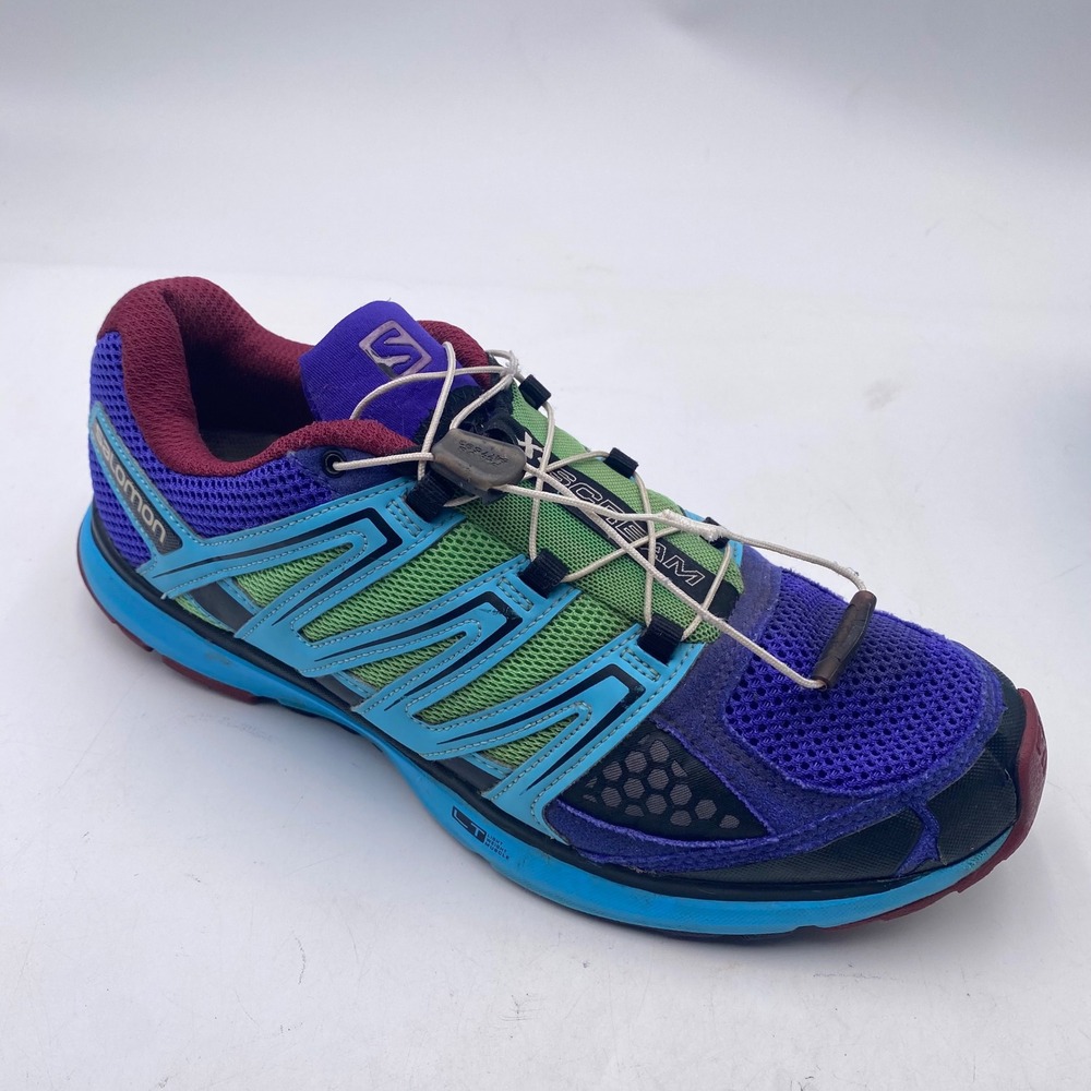 Salomon X-Scream Citytrail Running Shoes Mens 10 Blue Purple Green Quicklace LT